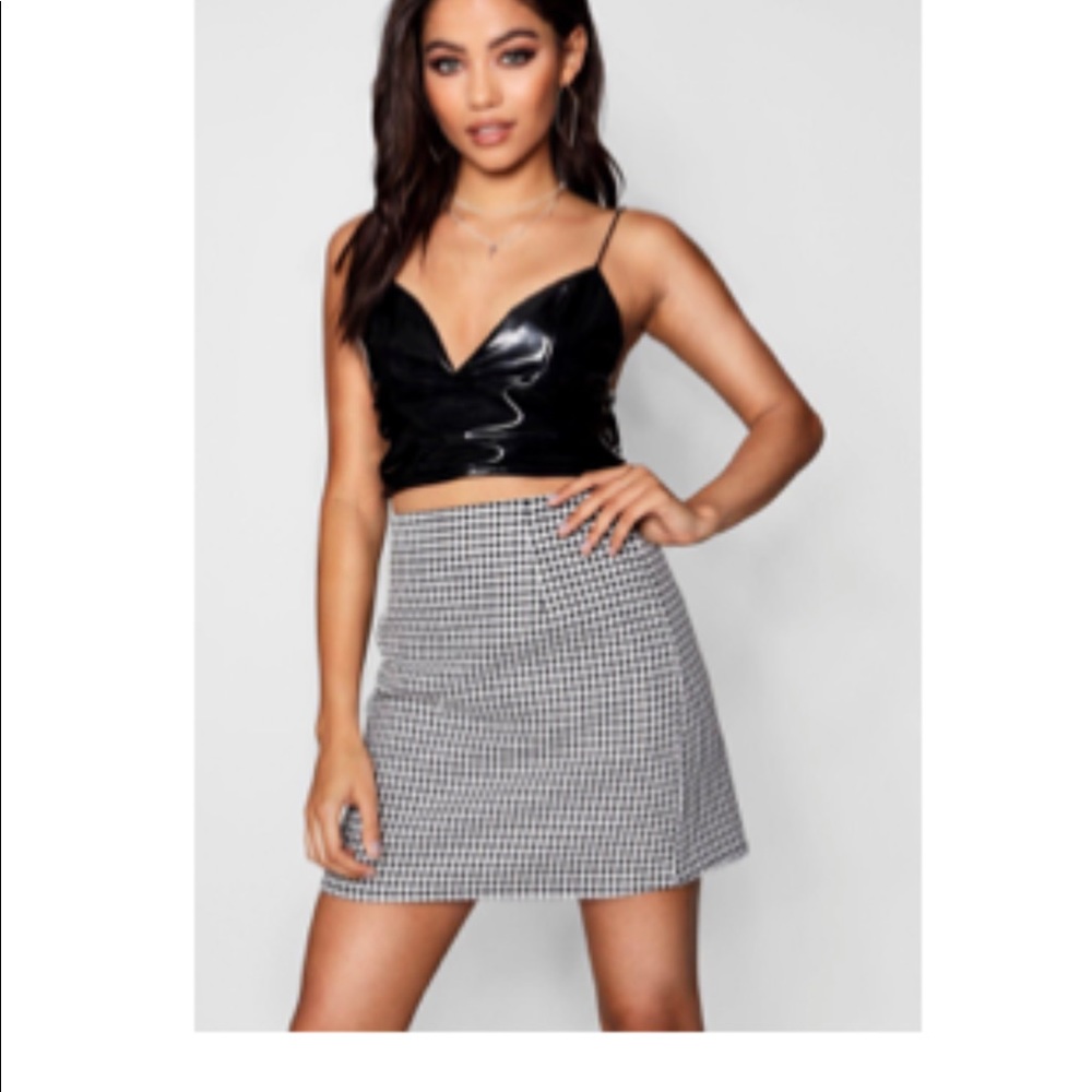 NWT gingham check woven mini skirt